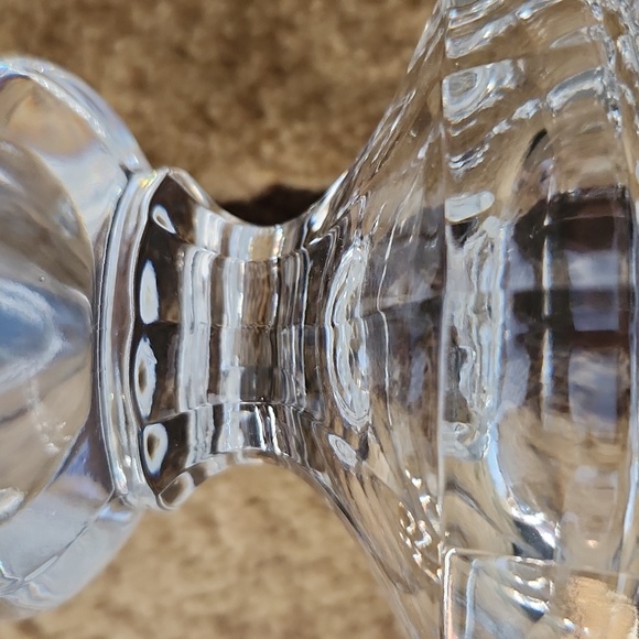 Vintage Cut Crystal Vase Etched with Grapes And Leaves Has Sawtooth Edge - Picture 6 of 12